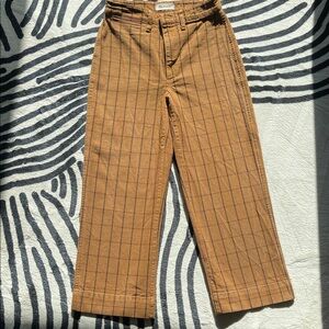 Madewell Brown Plaid Wide Leg Jeans